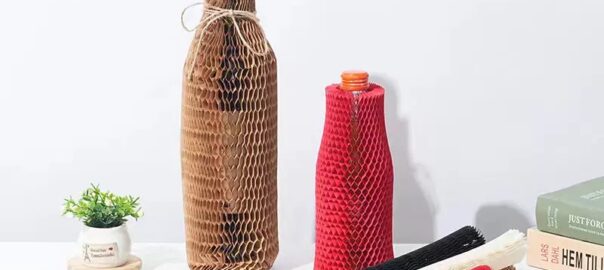 Eco-friendly packaging materials (honeycomb paper, paper cushioning) with Christmas gifts