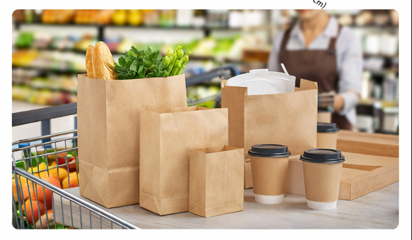 Brown kraft paper bags in multiple sizes for retail and food packaging Kraft paper bag size dimensions chart