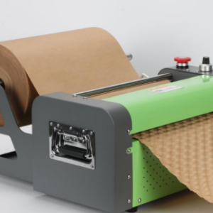 On-demand paper cushion machine that converts Z-folding kraft paper into protective pads. 200W power, 10m/min speed, 34cm width.